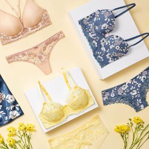 Floral Unlined Full Coverage Nylon Sunshine Two-Tone Textured Lace Bra